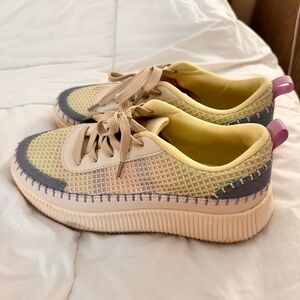 Vibrant Yellow and Purple Sneakers